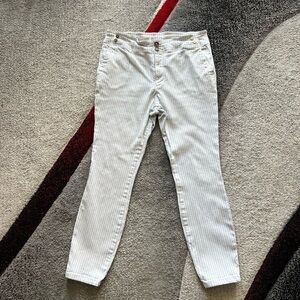 Pilcro And The Letterpress White Striped High Rise Skinny Jeans